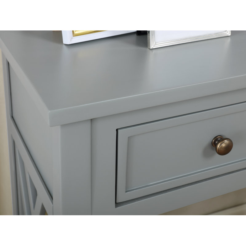 Ensemble 3 pièces Lund de 36 po de largeur avec 1 table basse, 1 table de bout et 1 console d'entrée avec rangement, Gris
