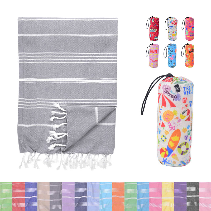 Grey Oversized Turkish Cotton Beach Towel, Gray