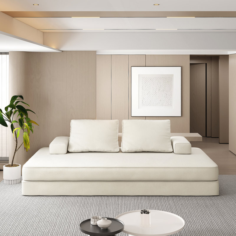 Luxueux canapé moelleux à 3 places Marshmallow, Beige