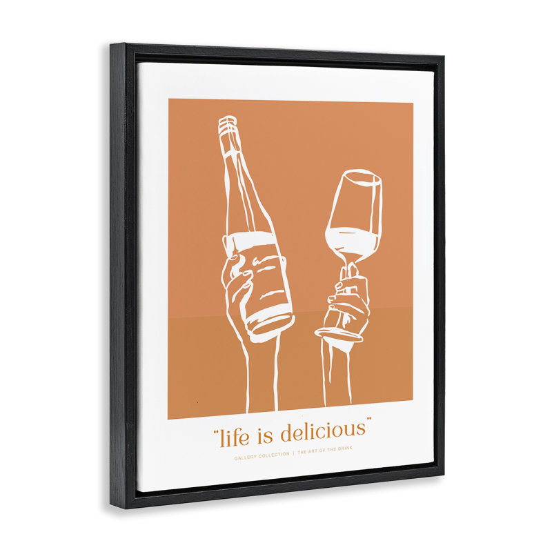 Orange Life Is Delicious Floating Frame, design by Lettered and Lined, 21" H x 17" W, Jet Black Floater Frame