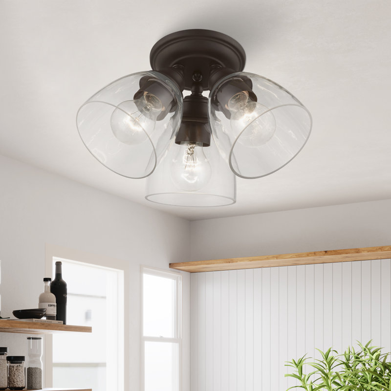Gunnbjorn 3-Light 14.25" Semi Flush Mount, Bronze