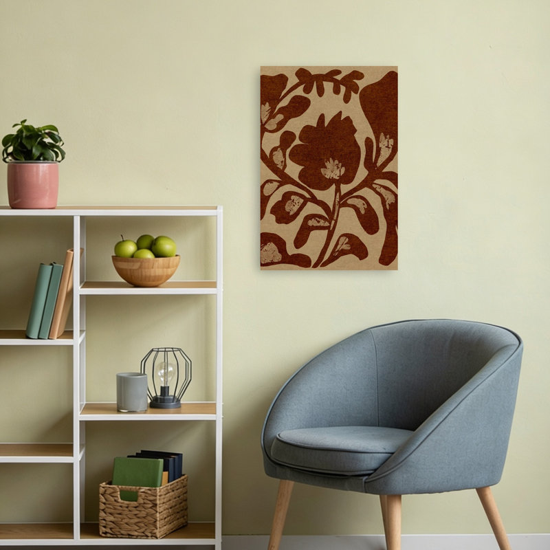 Motif floral terreux, impression de fleur rustique organique naturelle, art mural, H 24 po x l 16 po