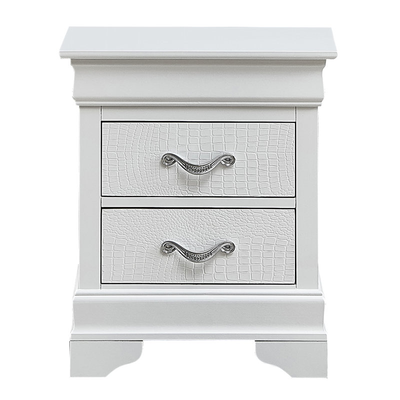 Elegant Transitional Nightstand, White
