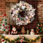 Couronne de Noël 24 pouces avec 20 DEL, cœur et boîte-cadeau, décoration de Noël pour l'extérieur, rose