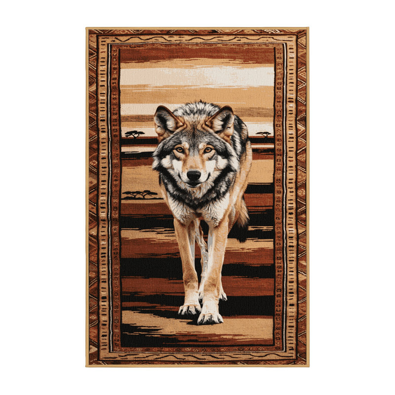 Washable Ethiopian Wolf Wildlife Area Rug, Rectangle 8' x 10'