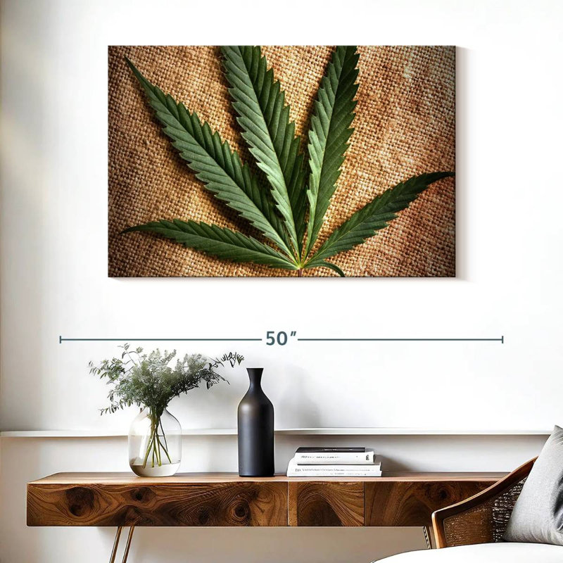 Marijuana sur bois, H 26 po x l 39 po