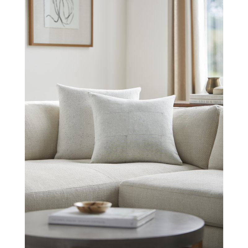 Coussin Vischer, 22 po x 22 po, Sauge pâle, Housse de coussin seulement - sans coussin