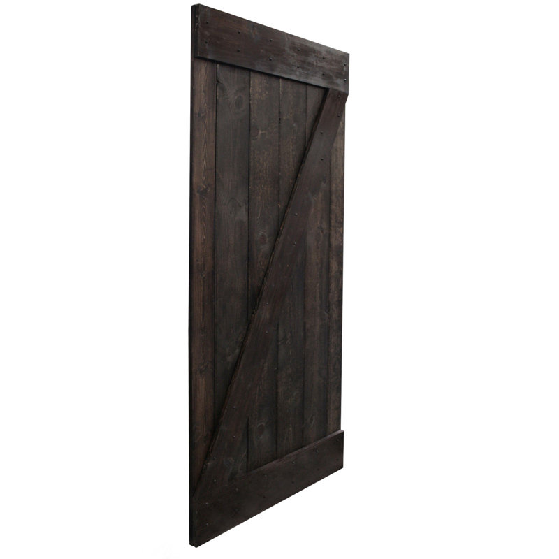 Panelled Wood Barn Door without Installation Hardware Kit, Dark Coffee, 38" x 84"