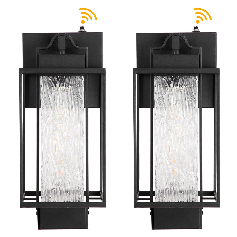 Tiernan Matte Black 2 - Bulb 33.8cm H Outdoor Wall Lantern with Dusk to Dawn