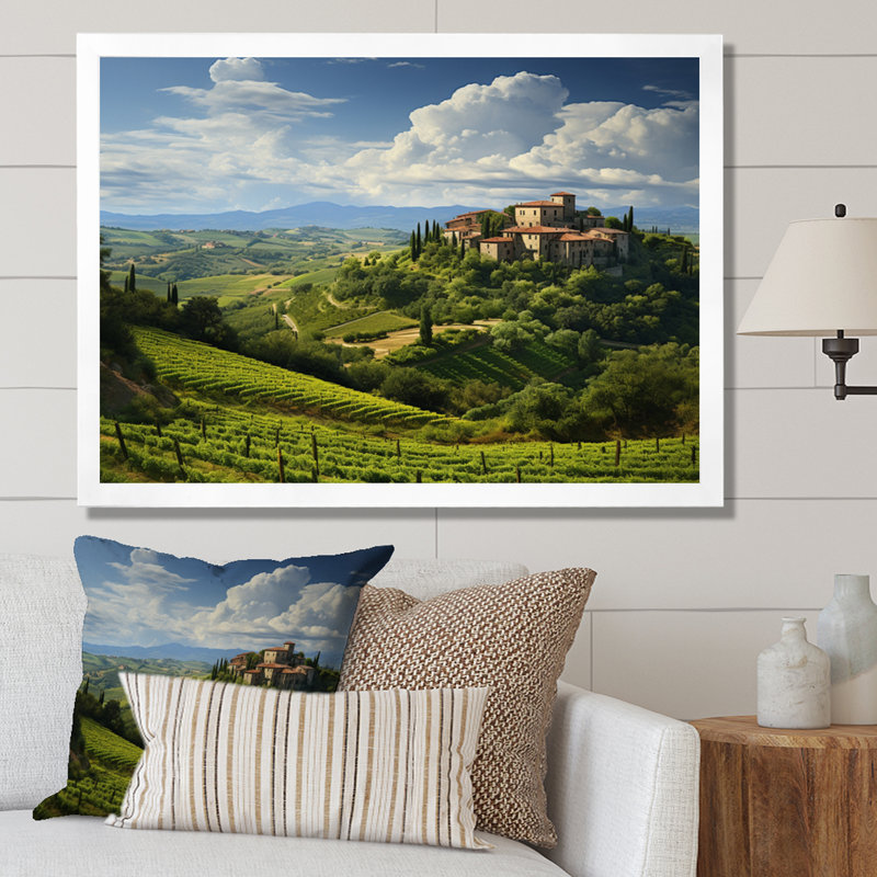 Italie, tranquillité toscane, Italie, art mural, Cadre simple blanc, H 24 po x l 32 po x P 1 po