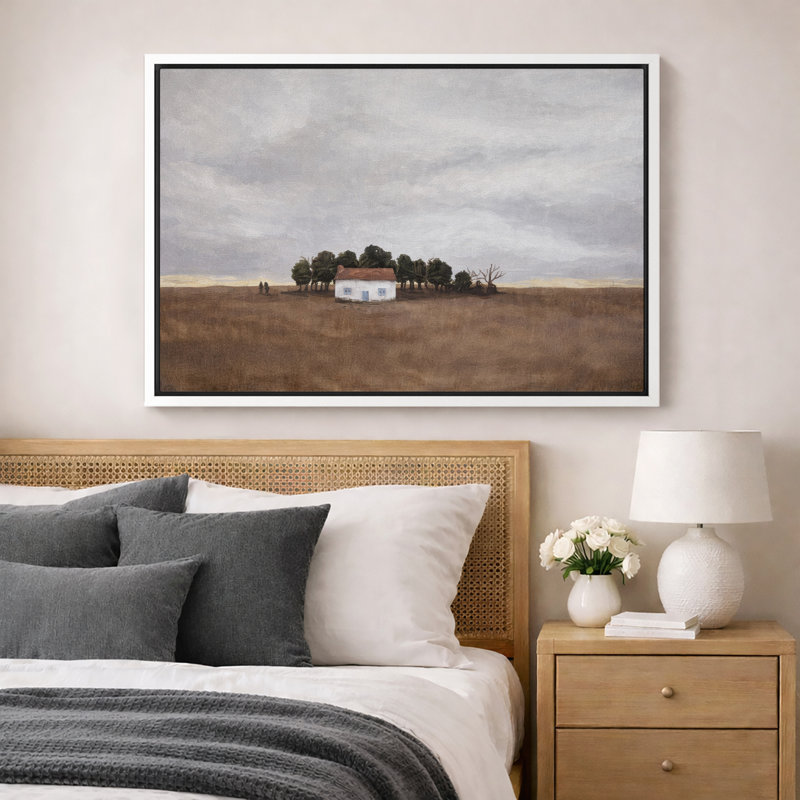 Œuvre de paysage minimaliste de maison rustique, photos de salon, impression sur toile giclée sur toile encadrée