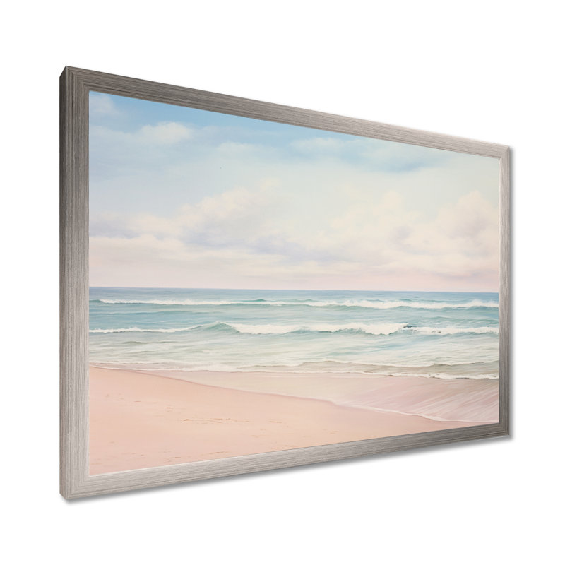 «Ocean Tranquility Tender Pink Pastel Sunrise - Coastal Beach», reproduction d'art sur toile, H 30 po x l 40 po