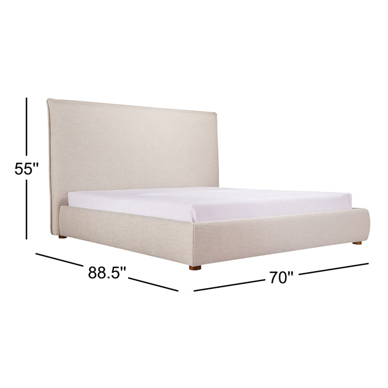 Timothy Upholstered Low Profile Platform Bed, King, Wheat Basketweave, 54