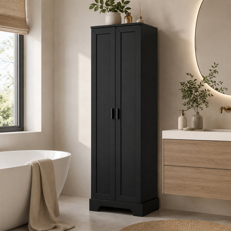 Harriett 71.2'' Freestanding Bathroom Cabinet, Black