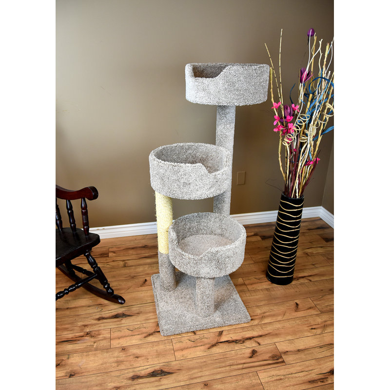 Arbre à chat en bois massif de 52 po New Cat Condos, Gris