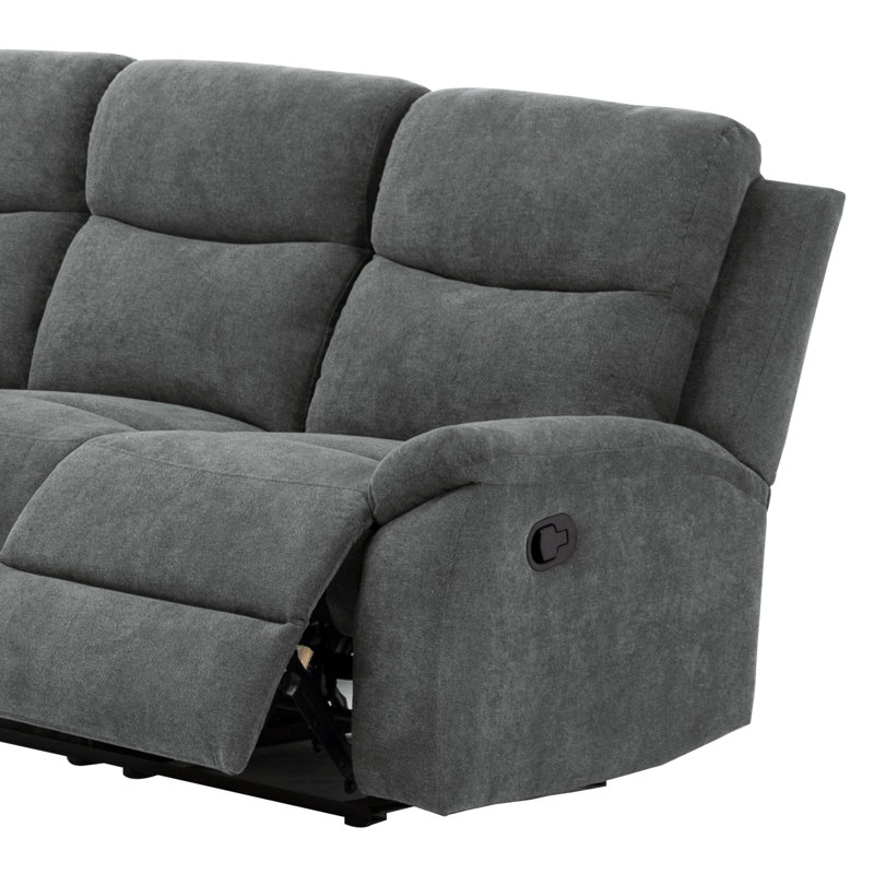 Abrea Faux Leather Reclining Sofa, Gray