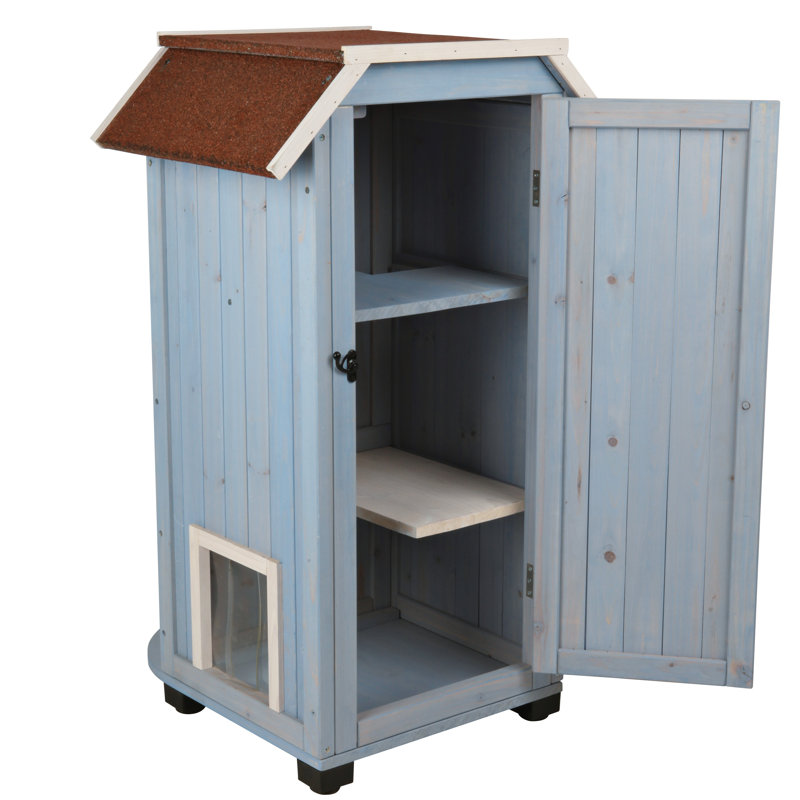 Petite maisonnette d'intérieur pour chat à trois étages ou maisonnette d'extérieur pour chat résistante aux intempéries de couleur bleue Natura de TRIXIE