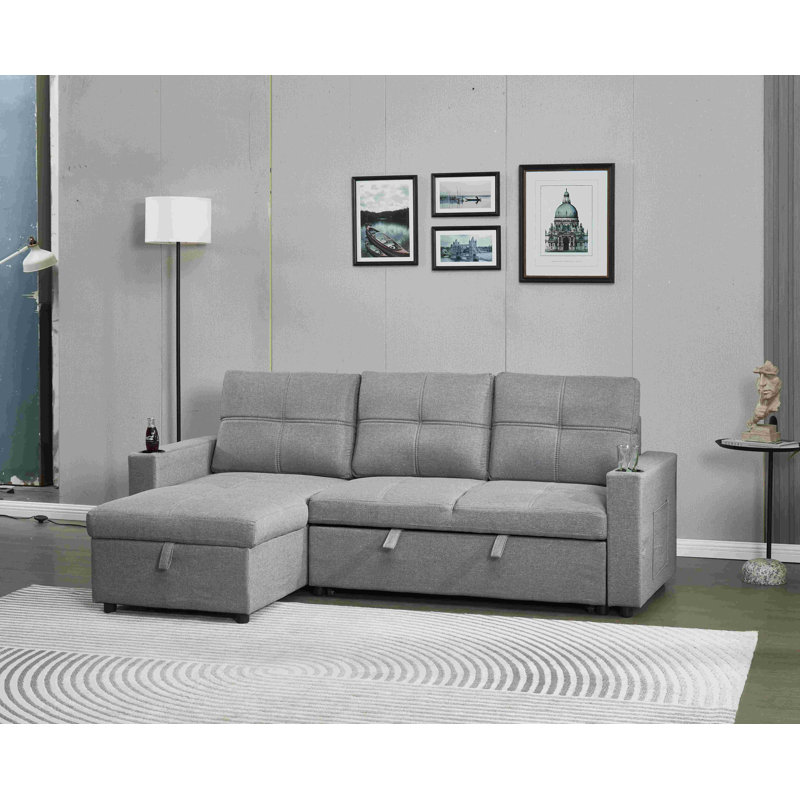 Canapé modulaire 2 pièces Malachi, 100 % lin gris foncé
