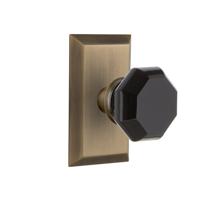 Plaque Studio avec bouton de porte Waldorf noir, 2 3/4 po, Bronze frotté à l'huile