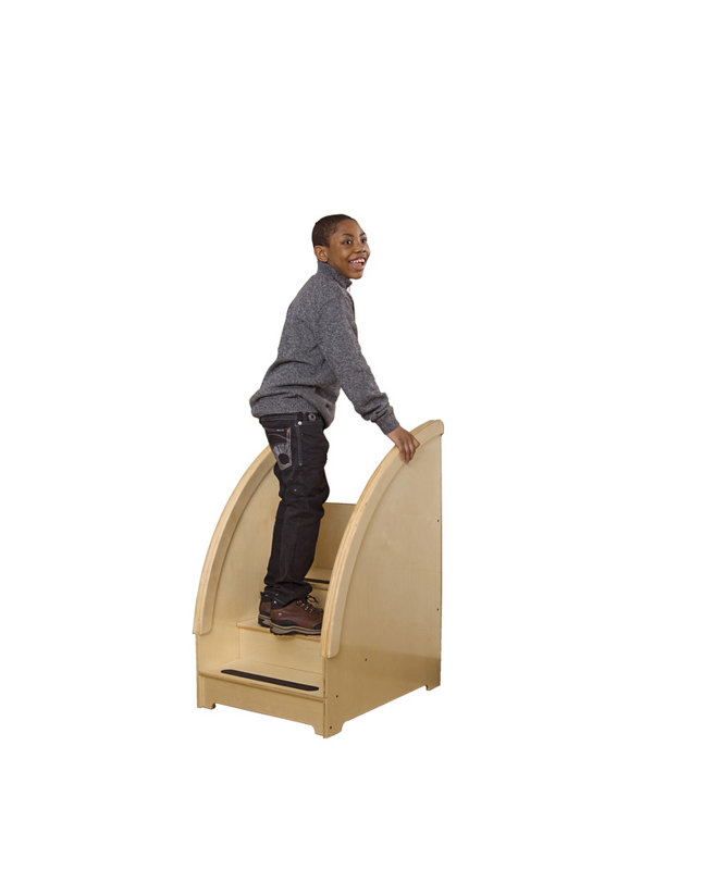 Natural Wood 3-Step Secure Children's Stairs with Handrail