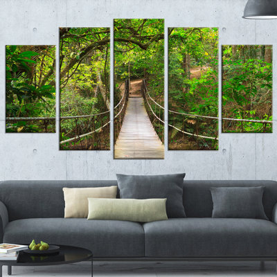 « bridge to jungle, thaïlande », ensemble de 5 reproductions de photos sur toiles tendues