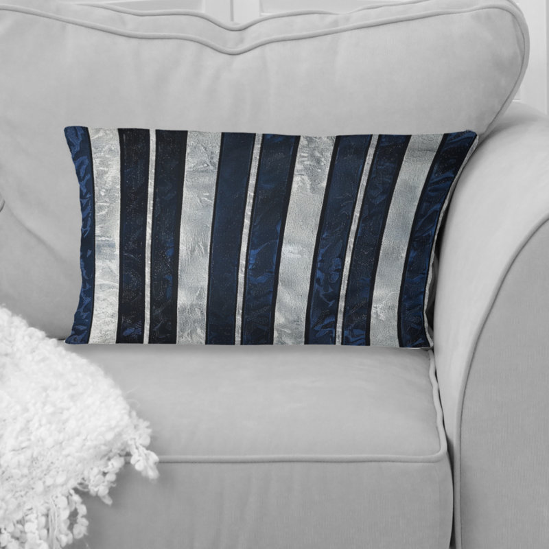 Coussin lombaire glamour Pinstripe I - Glam, Bleu / argent