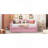 Twin Size Tufted Upholstered Daybed With Trundle ,Velvet Sofabed With USB&Type-C Charging Ports,No Box-Spring Needed, Pink-1512386131