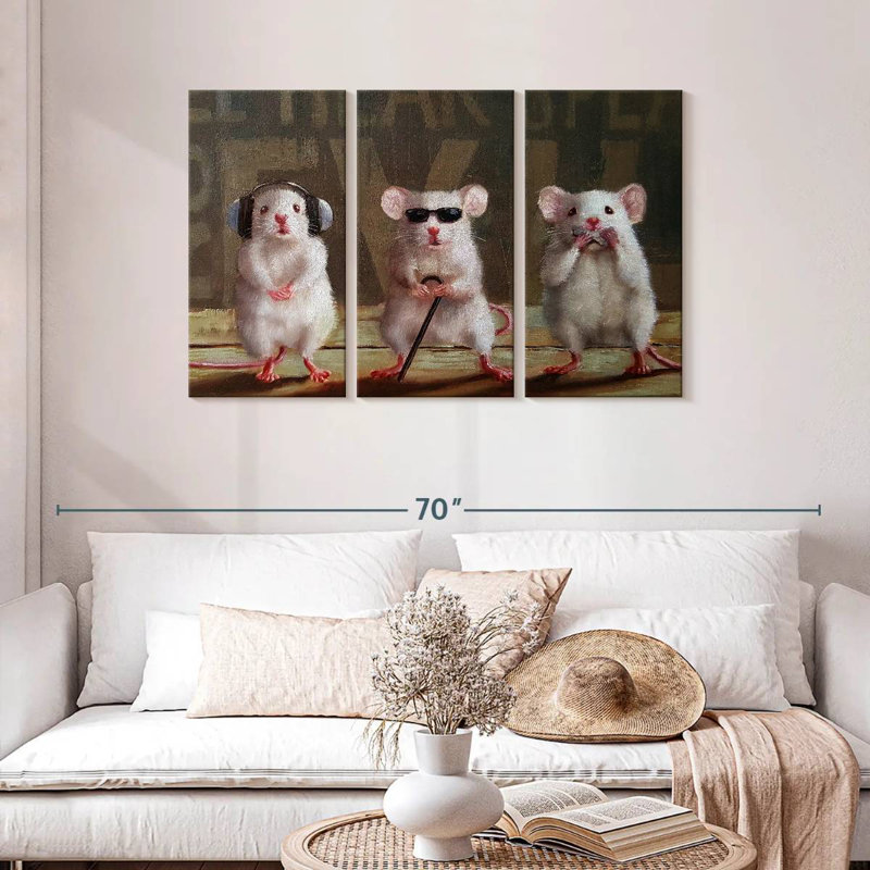 Ketti Three Wise Mice, 28" H x 45" W