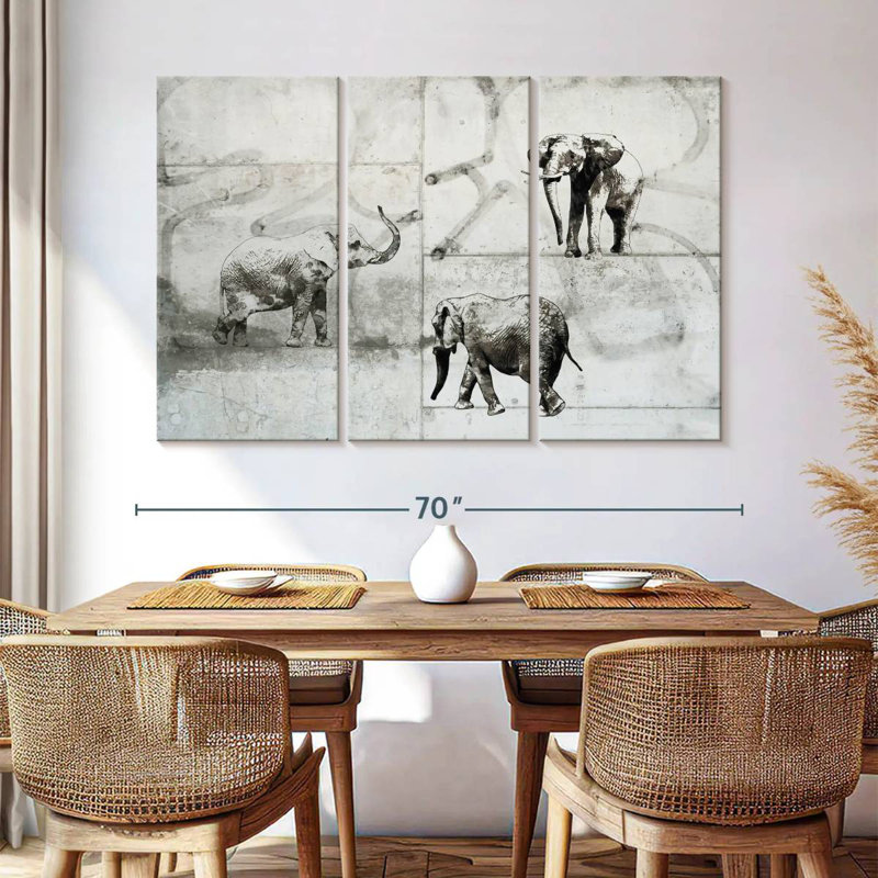 Brampt Three Elephants, 48" H x 74" W