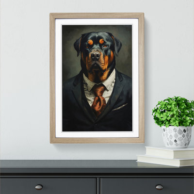 Rottweiler in a Suit Painting No.3 - Framed Print