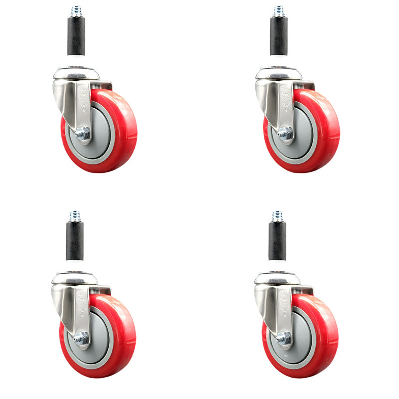 Polyurethane Swivel Caster, Rouge