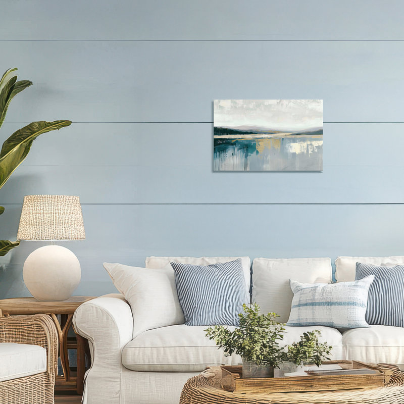 Toile abstraite abstraite avec toile émeraude, design par Irena Orlov, H 16 po x l 24 po