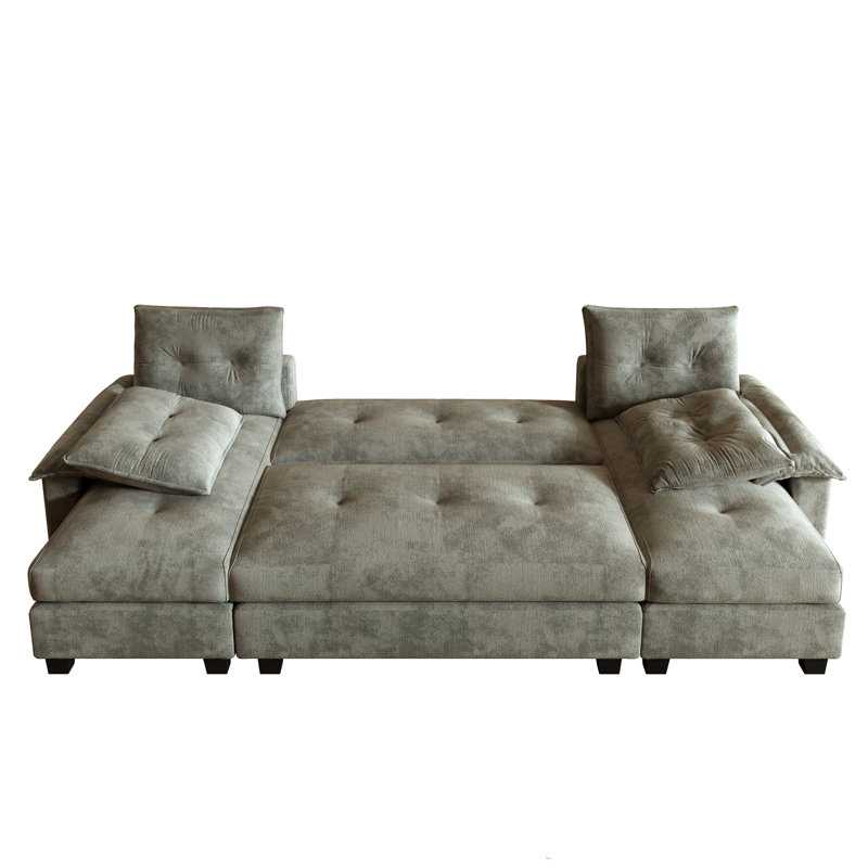 Maelina 104.7" Sectional Modular Sleeper Sofa Bed, Light Gray
