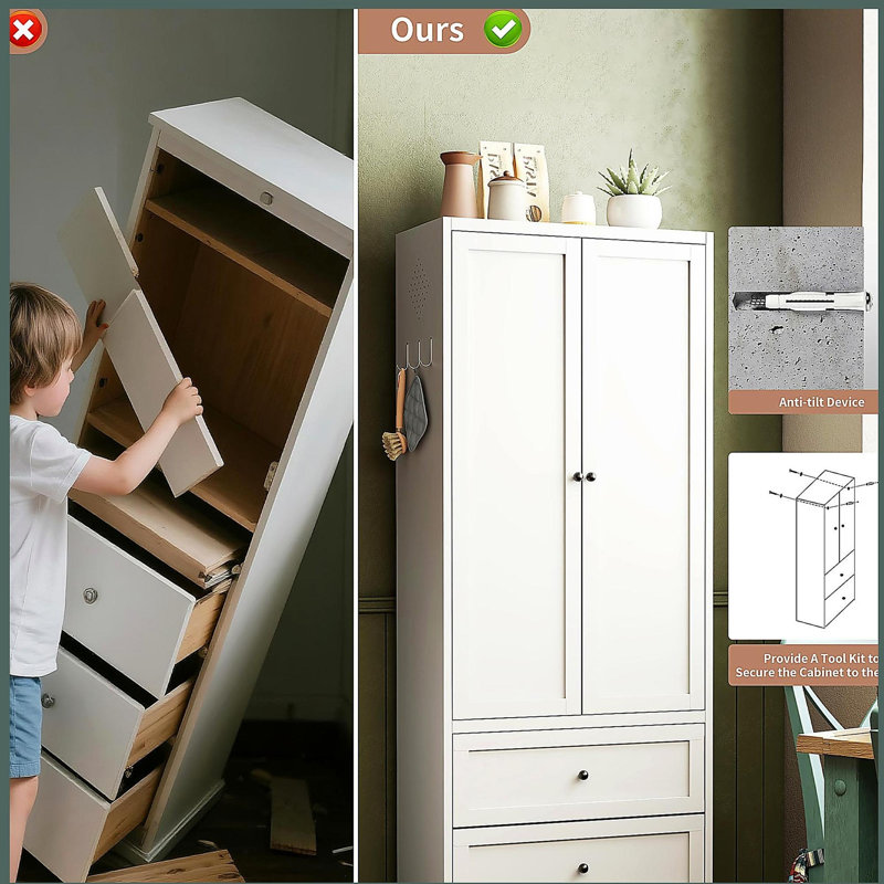 Organisateur de rangement pour garde-manger avec 4 portes et tablettes réglables