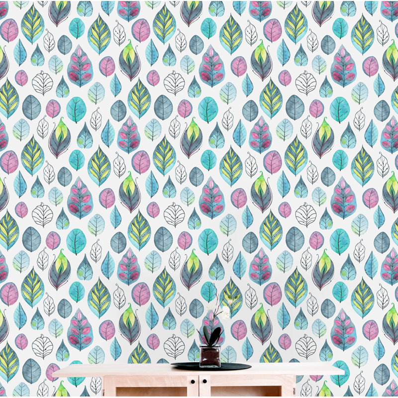 Rouleau de papier peint adhésif Tex Leaves, L 16,67 po x l 25 po