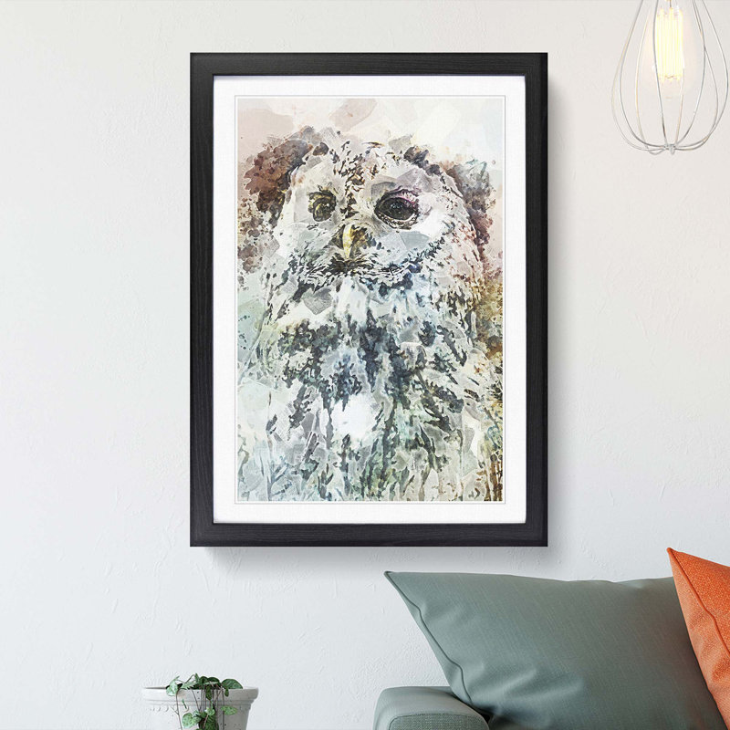 Tawny Owl in Abstract - Picture Frame Graphic Art Print, Black Framed, 65cm H x 48cm W x 2cm D