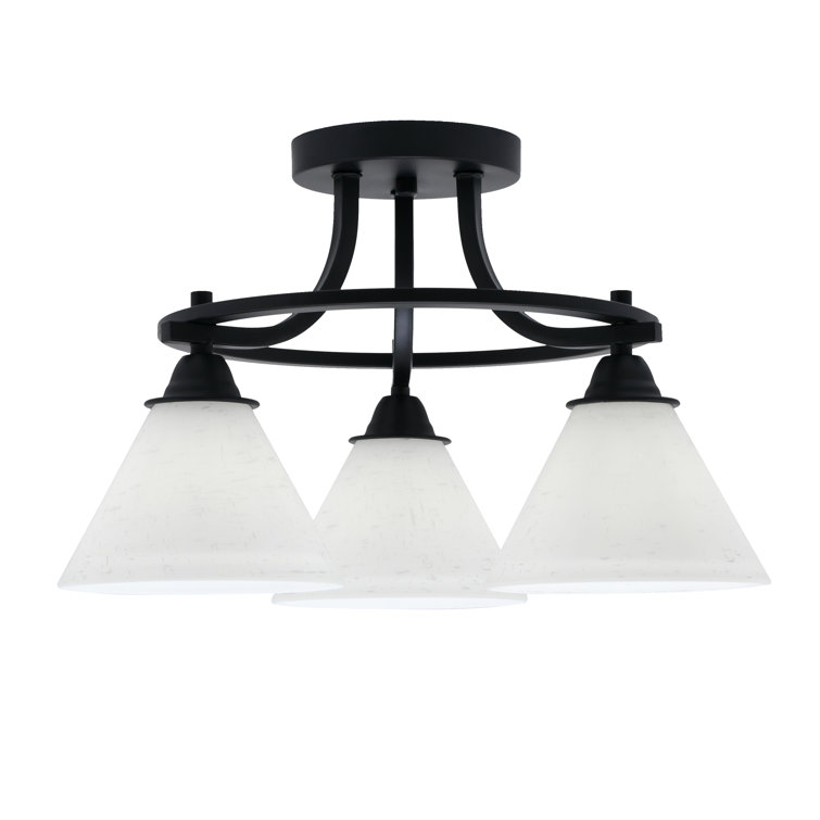 Paramount 3 Light Semi-Flush Shown In Matte Black Finish With 7" White Muslin Glass