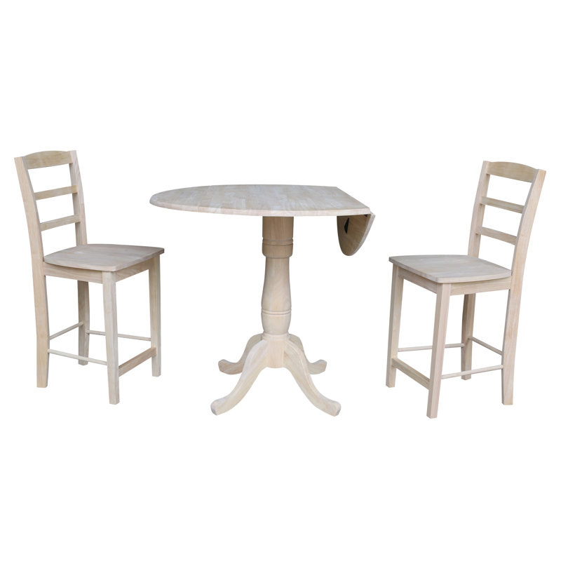 Ensemble de salle à manger à hauteur de comptoir en bois massif Dekeshia, Brut / prêt à finir