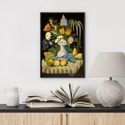 Bouquets de fleurs vertes rétro et illustrations de fruits, décor champêtre français rustique