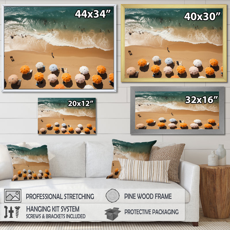 Beach Umbrella Aérienne vue IV - impression sur toile tendue, H 34 po x l 44 po x P 1,5 po