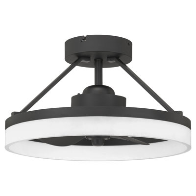 Ventilateur de plafond en cage à 3 pales de 14 po avec télécommande et ensemble d'éclairage inclus Halmstad