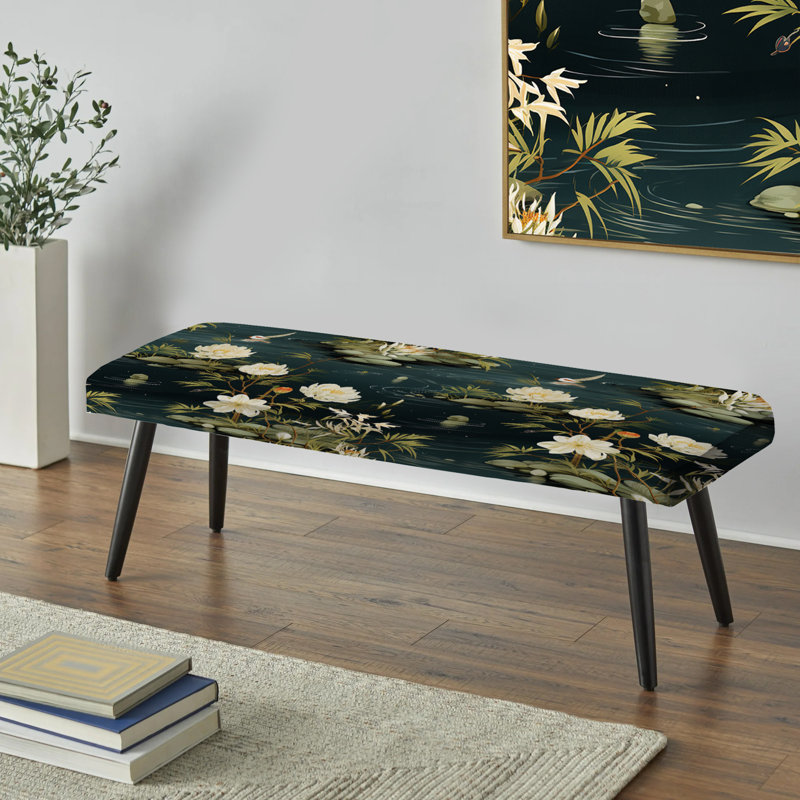 Banc rembourré noir Tranquil Zen Oasis - Oriental