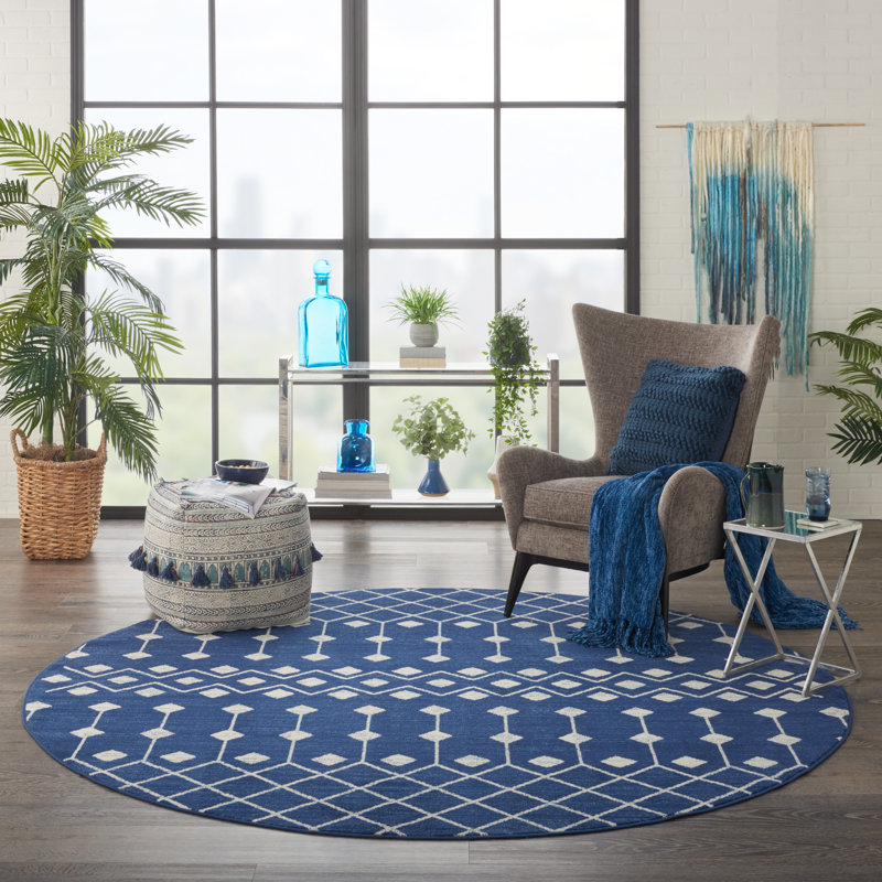 Whanger Geometric Indoor Rug, Round 8'