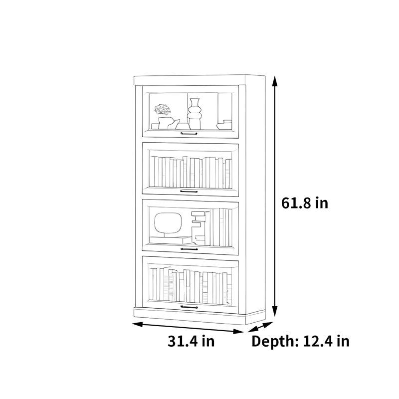 Une bibliothèque simple et stable, Marron foncé, (4 tablettes) H 61,8 po x l 31,4 po x P 12,4 po