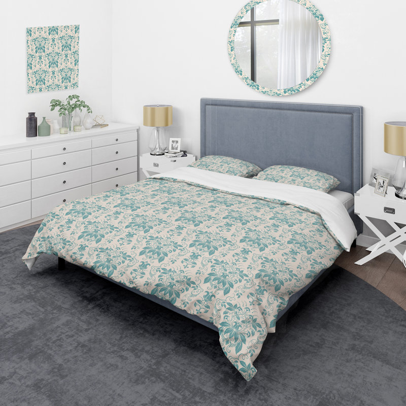 Green Damask - Abstract Duvet Cover Set - Microfiber Polyester