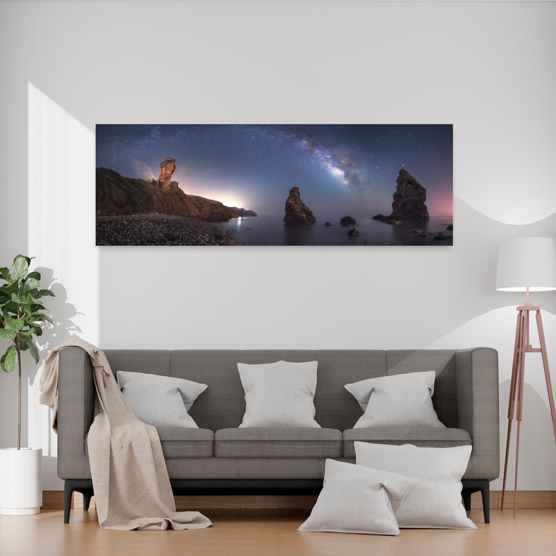 «Milky Way Ocean Rocks», art dramatique côtier serein et tranquille, H 20 po x l 60 po