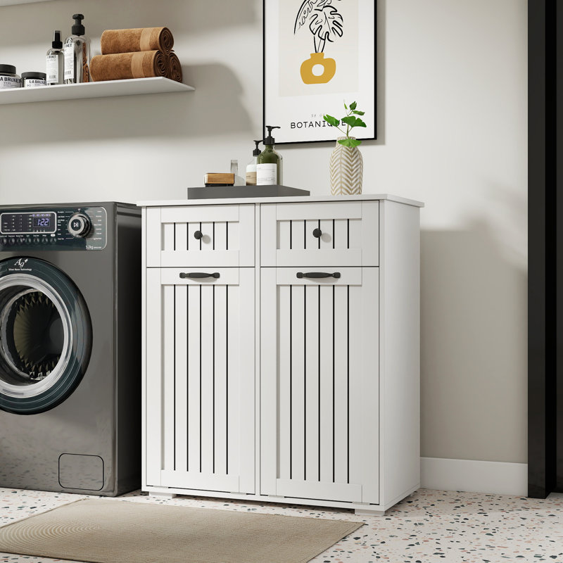 2-Drawer Split Laundry Cabinet With Removable Laundry Baskets