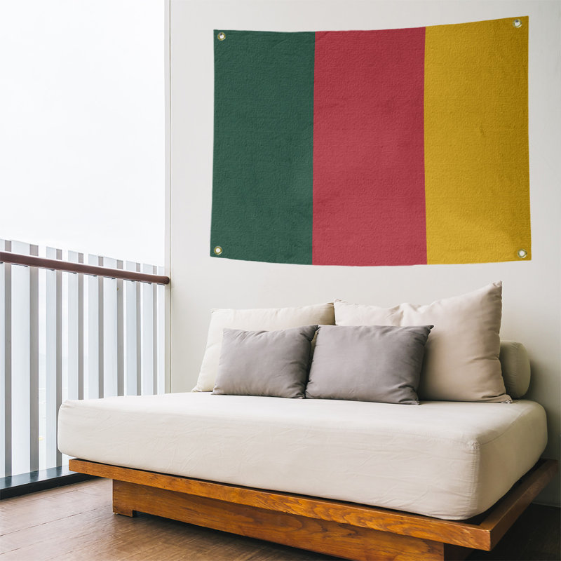 Tapisserie de polyester Minnesota, H 26 po x l 36 po x P 1 po, Vert forêt / rouge Iron Range / récolte dorée
