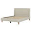 Lit plateforme tapissier moderne avec tête de lit à oreilles et pieds en bois-764916971