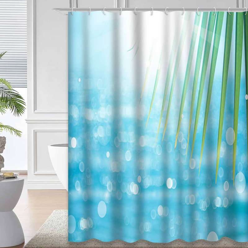 Rideau de douche abstrait à motif de palmiers tropicaux avec 12 crochets, L 72 po x l 72 po